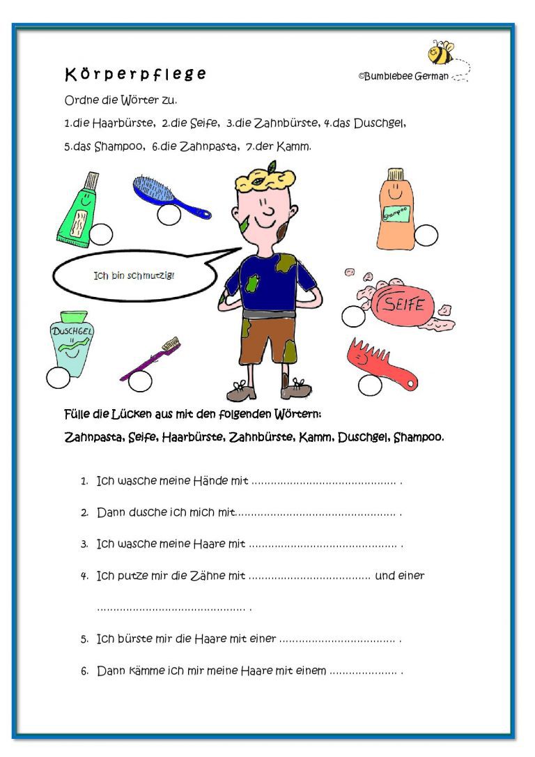 German worksheets for Kids - Printouts - BeeGerman