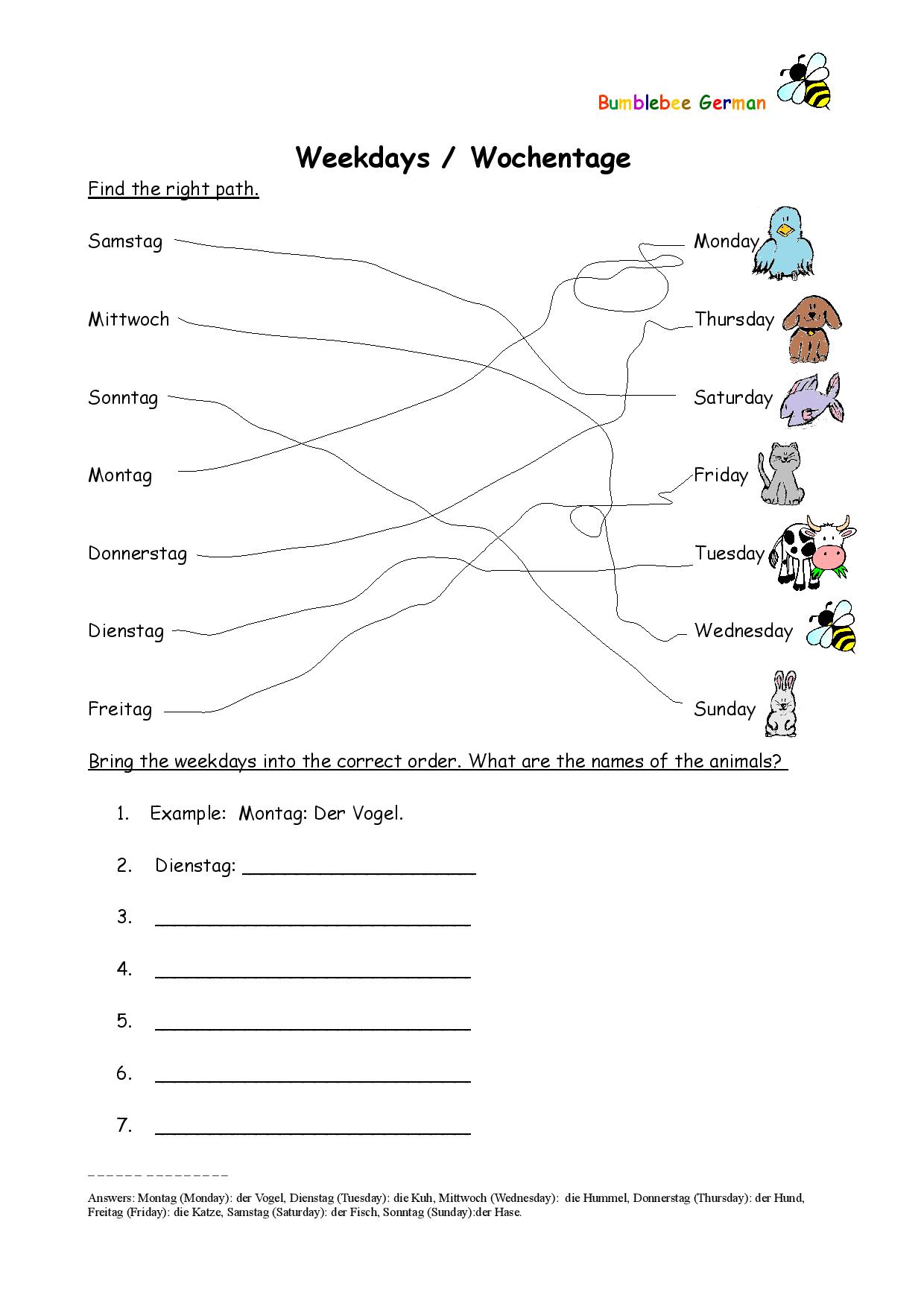 German worksheets for Kids - Printouts - BeeGerman