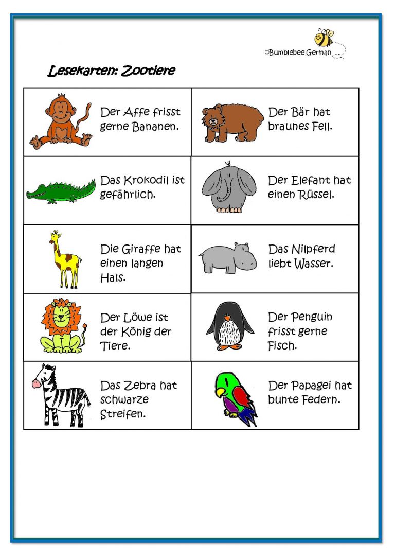 German Worksheets For Kids - Printouts - BeeGerman