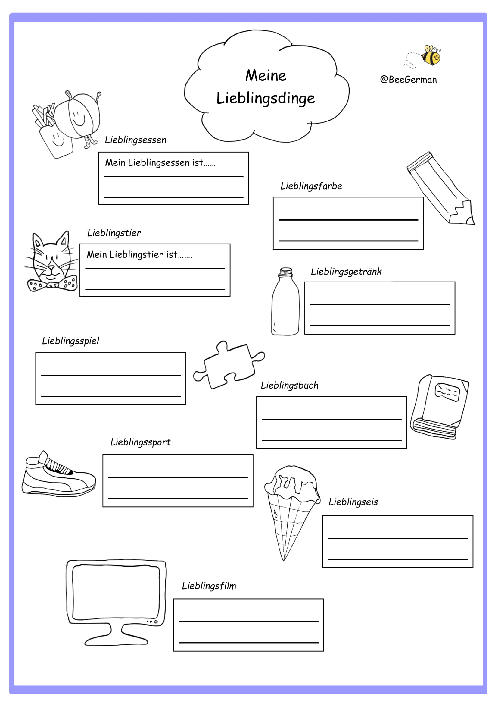 German worksheets for Kids - Printouts - BeeGerman