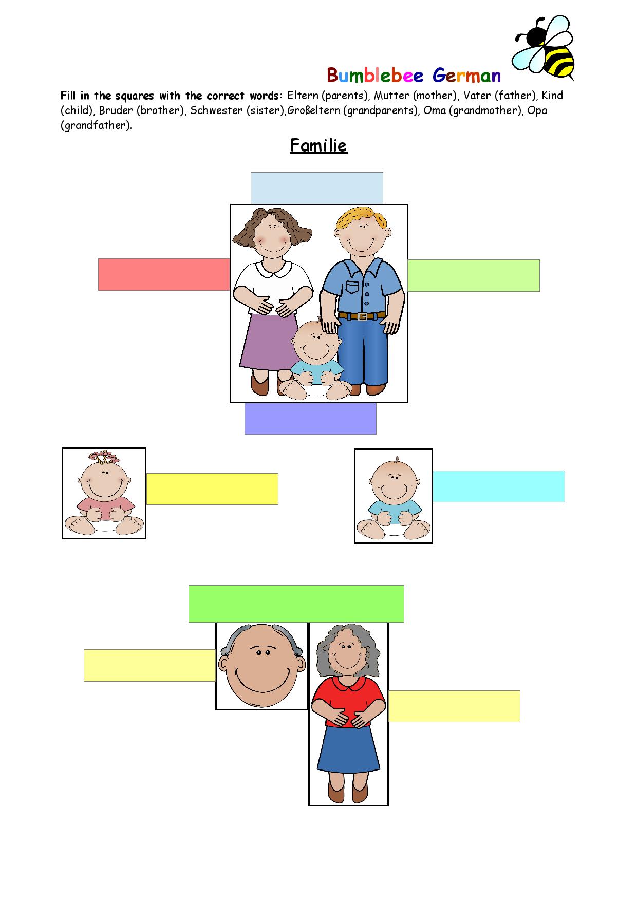 family in german worksheet